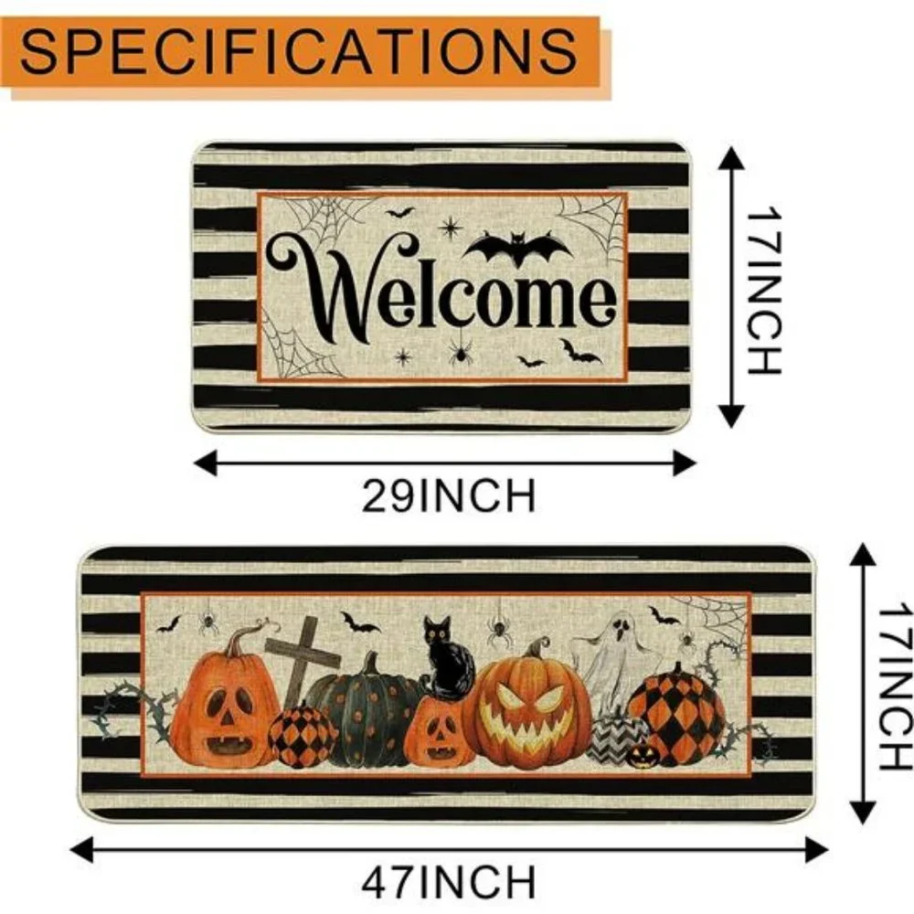 Halloween Kitchen Mats Set of 2, Halloween Kitchen Rugs and Mats,17x29 